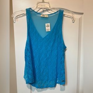Hollister blue lace tank size large